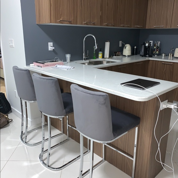 MERIDIAN - Heidi Velvet Bar Stool - All 3 for 300 - Picture 6 of 7